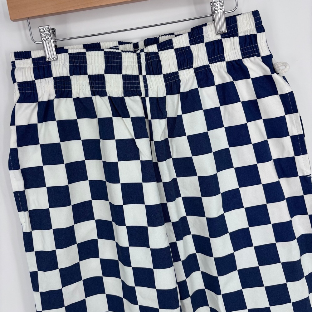 Cookman Chef Pants Mens Large Navy Blue White Checkerboard Elastic Waist Skater